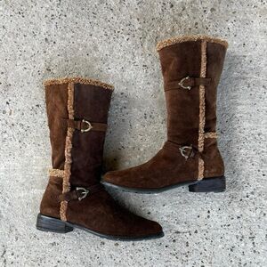 Stuart Weitzman Dark Brown Suede Winter Boots
